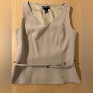Ann Taylor Belted V-Neck Neutral Belted Top, Size 4